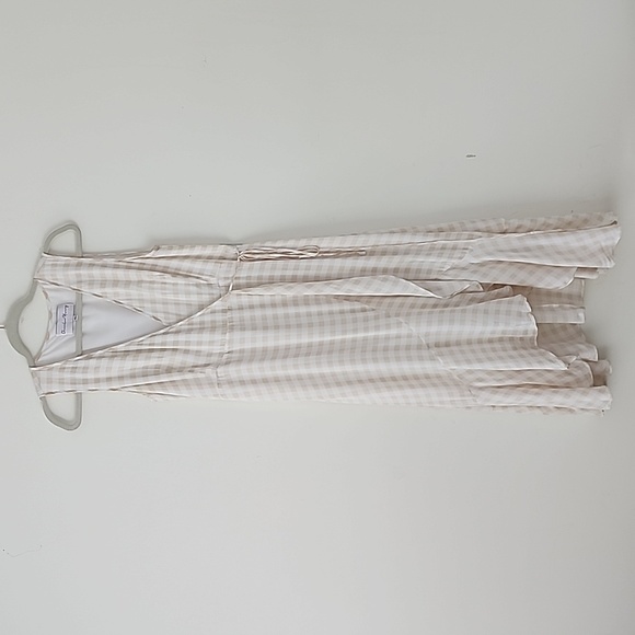 Charles Henry Gingham Ruffle Hem Wrap Sleeveless Midi Dress MP 21 - Picture 2 of 8